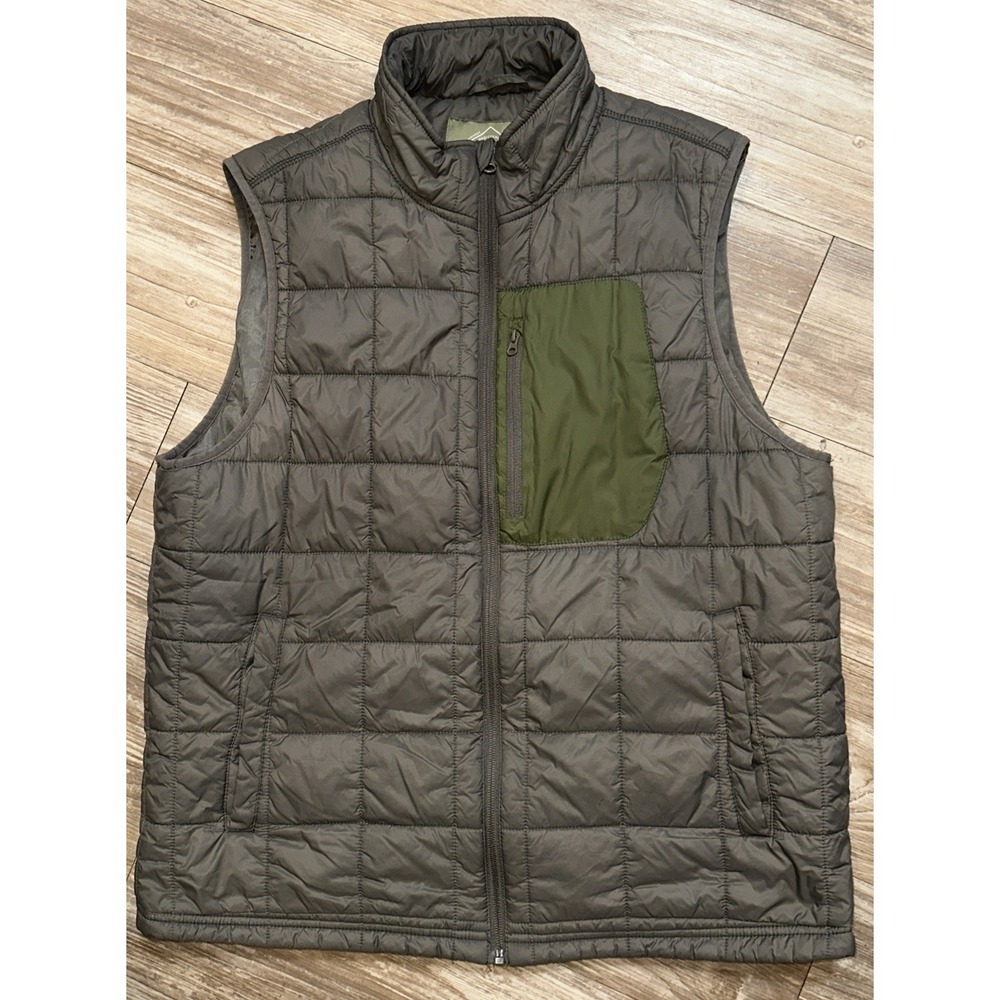 St. John's‎ Bay Vest Men's Zip Up Quilted Vest Gray/Brown Size Medium